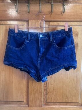 Ashley Mason Dark Blue High-Rise Mini Denim Shorts Sz 9